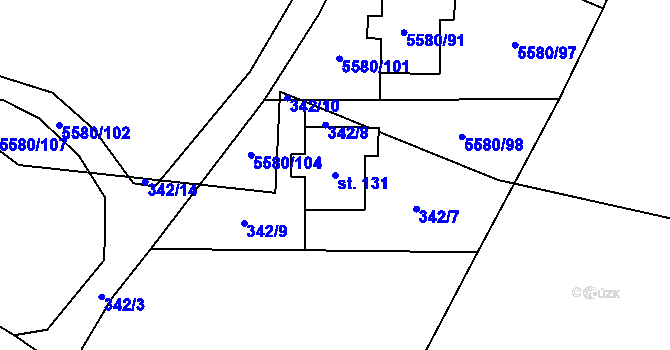 Parcela st. 131 v KÚ Rančířov, Katastrální mapa