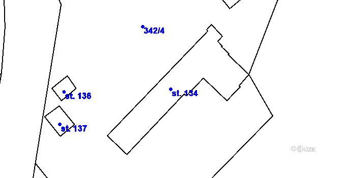 Parcela st. 134 v KÚ Rančířov, Katastrální mapa