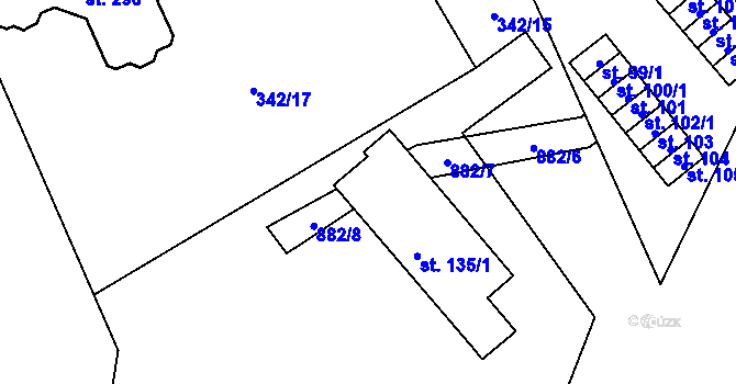 Parcela st. 135/3 v KÚ Rančířov, Katastrální mapa