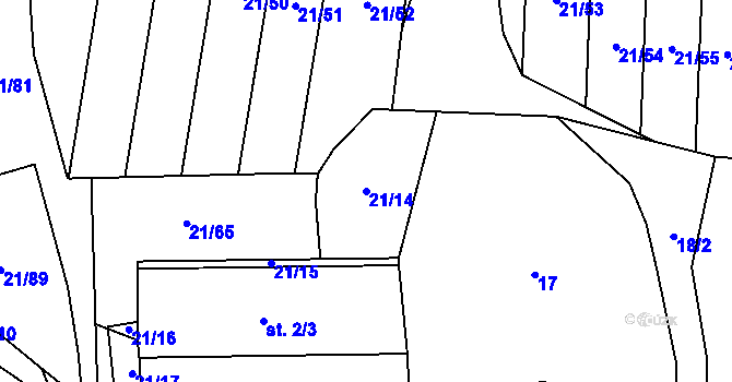 Parcela st. 21/14 v KÚ Rančířov, Katastrální mapa