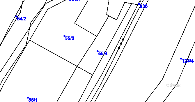 Parcela st. 55/4 v KÚ Rančířov, Katastrální mapa