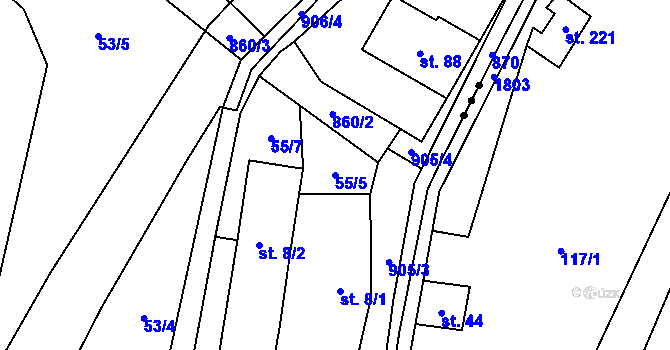 Parcela st. 55/5 v KÚ Rančířov, Katastrální mapa