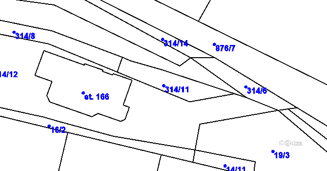 Parcela st. 314/11 v KÚ Rančířov, Katastrální mapa
