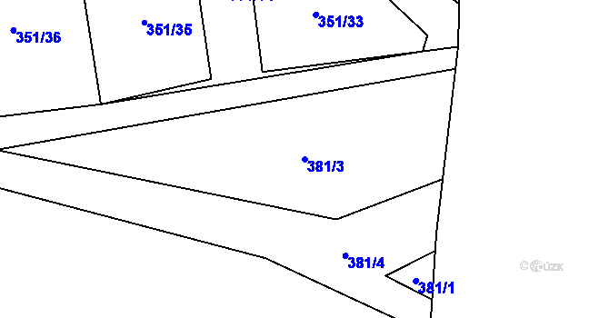 Parcela st. 381/3 v KÚ Rančířov, Katastrální mapa