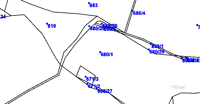 Parcela st. 680/1 v KÚ Rančířov, Katastrální mapa