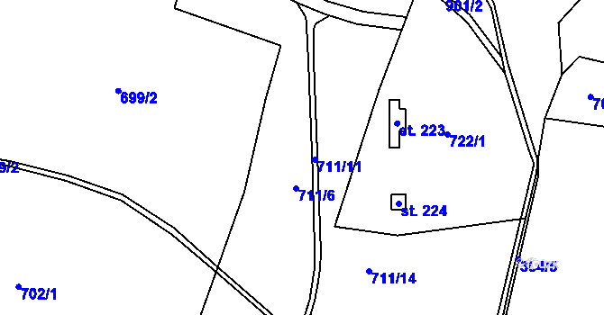 Parcela st. 711 v KÚ Rančířov, Katastrální mapa