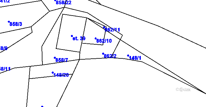 Parcela st. 862/2 v KÚ Rančířov, Katastrální mapa