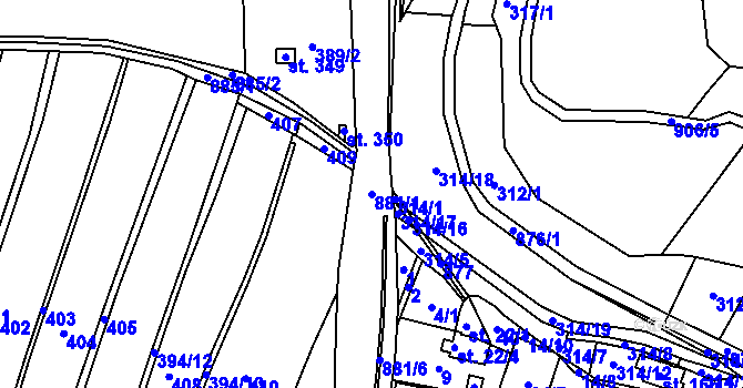 Parcela st. 881/1 v KÚ Rančířov, Katastrální mapa