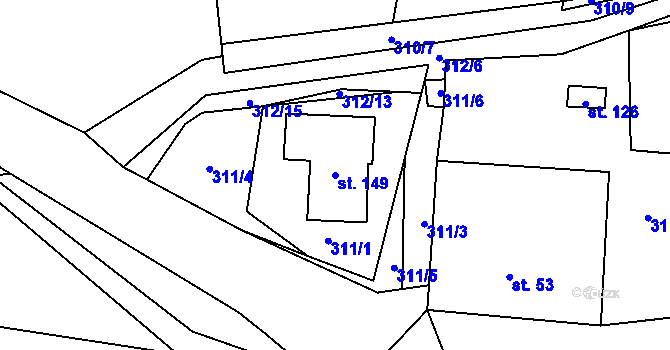 Parcela st. 149 v KÚ Rančířov, Katastrální mapa