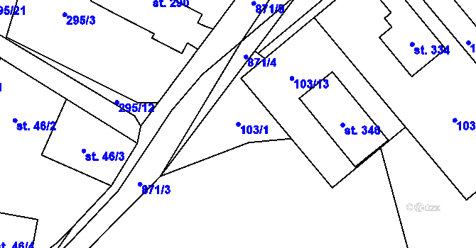 Parcela st. 103/1 v KÚ Rančířov, Katastrální mapa