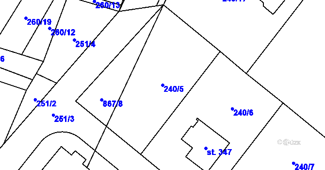 Parcela st. 240/5 v KÚ Rančířov, Katastrální mapa