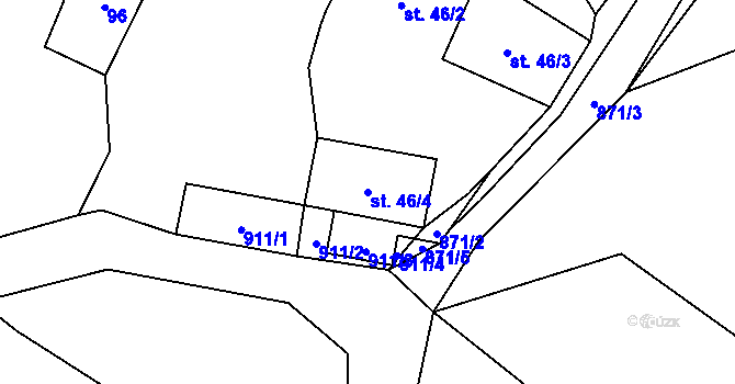 Parcela st. 46/4 v KÚ Rančířov, Katastrální mapa