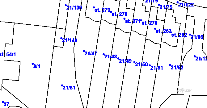 Parcela st. 21/48 v KÚ Rančířov, Katastrální mapa