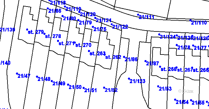 Parcela st. 262 v KÚ Rančířov, Katastrální mapa