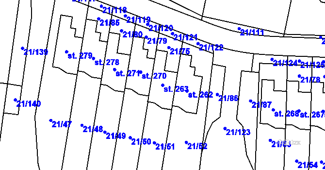 Parcela st. 263 v KÚ Rančířov, Katastrální mapa