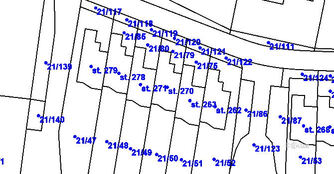 Parcela st. 270 v KÚ Rančířov, Katastrální mapa