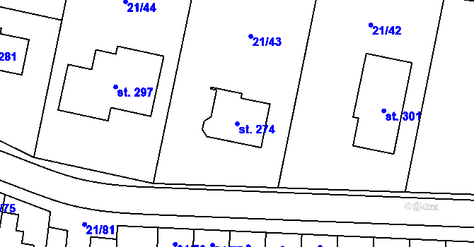 Parcela st. 274 v KÚ Rančířov, Katastrální mapa