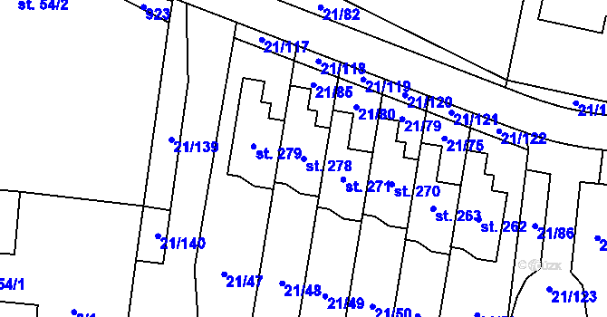 Parcela st. 278 v KÚ Rančířov, Katastrální mapa