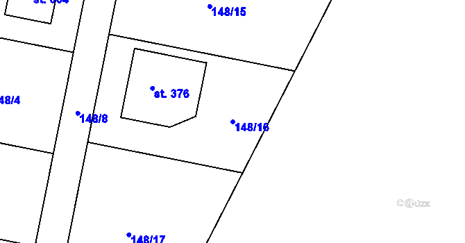 Parcela st. 148/16 v KÚ Rančířov, Katastrální mapa
