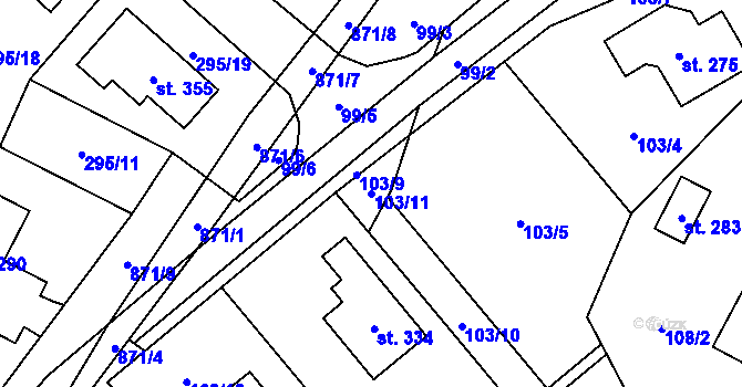 Parcela st. 103/11 v KÚ Rančířov, Katastrální mapa