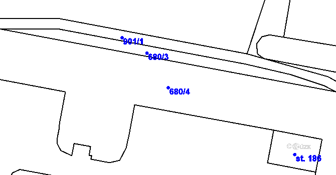 Parcela st. 680/4 v KÚ Rančířov, Katastrální mapa