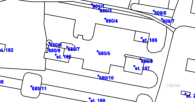 Parcela st. 680/5 v KÚ Rančířov, Katastrální mapa
