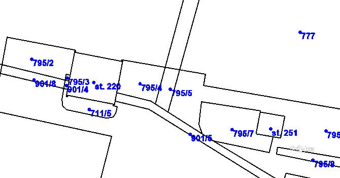 Parcela st. 795/5 v KÚ Rančířov, Katastrální mapa