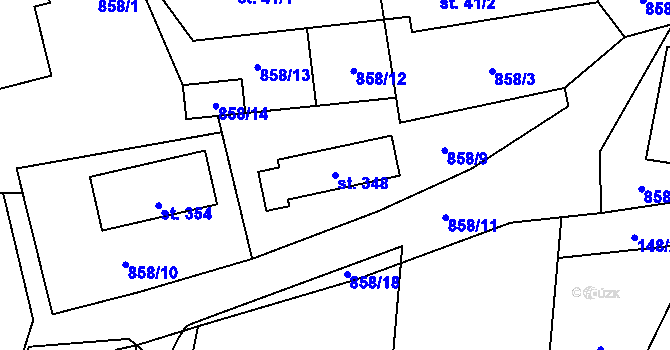 Parcela st. 348 v KÚ Rančířov, Katastrální mapa