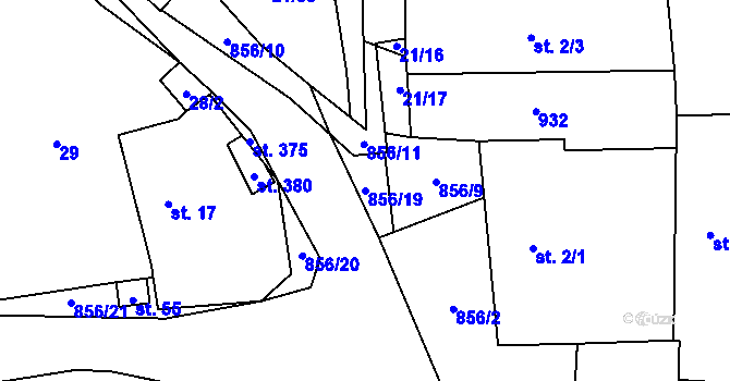 Parcela st. 856/19 v KÚ Rančířov, Katastrální mapa