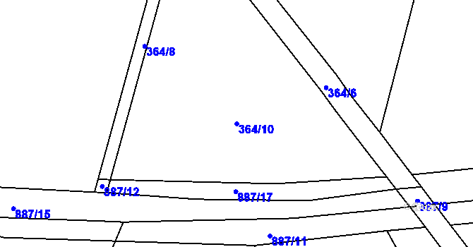 Parcela st. 364/10 v KÚ Rančířov, Katastrální mapa