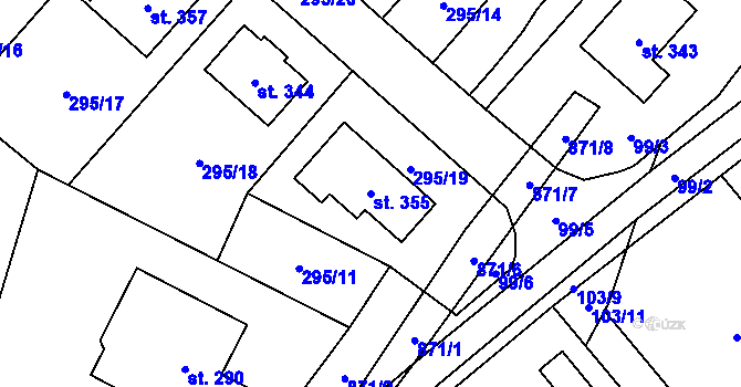 Parcela st. 355 v KÚ Rančířov, Katastrální mapa
