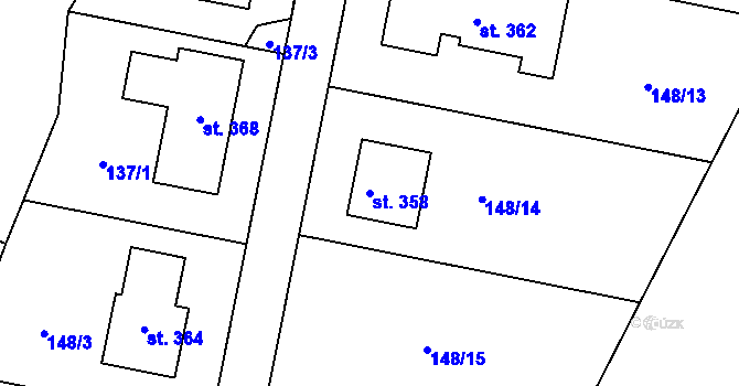 Parcela st. 358 v KÚ Rančířov, Katastrální mapa