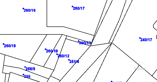 Parcela st. 260/13 v KÚ Rančířov, Katastrální mapa