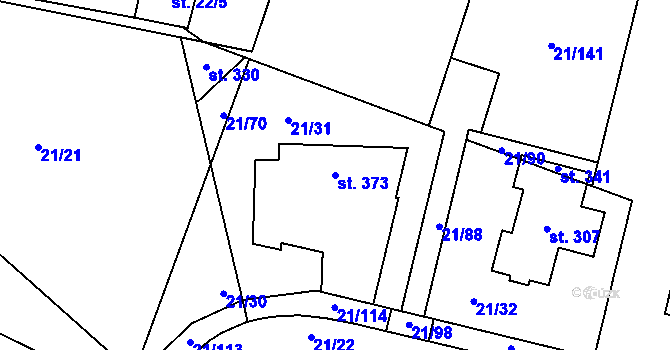 Parcela st. 373 v KÚ Rančířov, Katastrální mapa