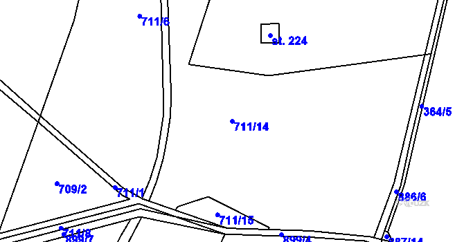 Parcela st. 711/14 v KÚ Rančířov, Katastrální mapa
