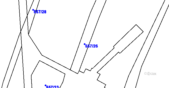 Parcela st. 557/26 v KÚ Rančířov, Katastrální mapa
