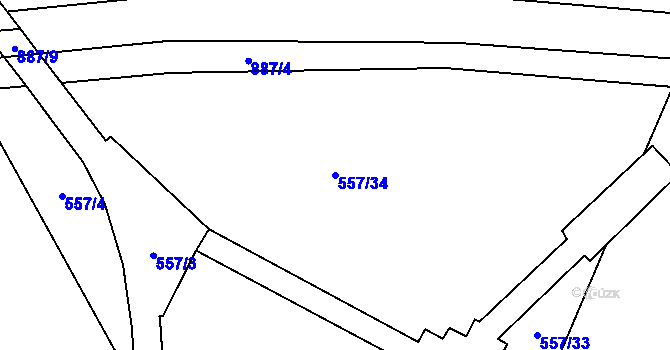 Parcela st. 557/34 v KÚ Rančířov, Katastrální mapa