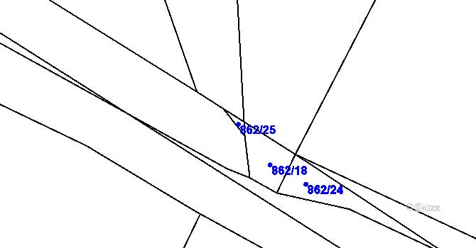 Parcela st. 862/25 v KÚ Rančířov, Katastrální mapa