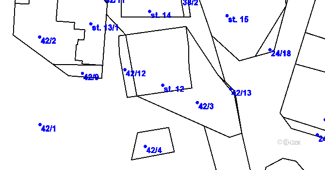 Parcela st. 12 v KÚ Rankov u Chotěboře, Katastrální mapa