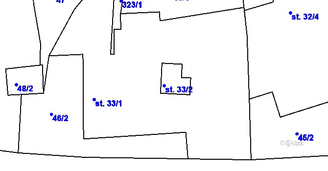 Parcela st. 33/2 v KÚ Rankov u Chotěboře, Katastrální mapa