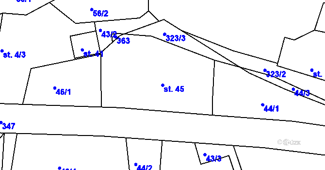 Parcela st. 45 v KÚ Rankov u Chotěboře, Katastrální mapa