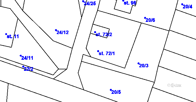 Parcela st. 72/1 v KÚ Rankov u Chotěboře, Katastrální mapa
