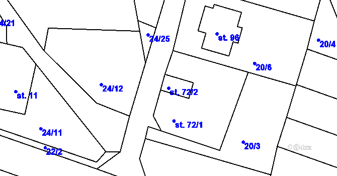 Parcela st. 72/2 v KÚ Rankov u Chotěboře, Katastrální mapa
