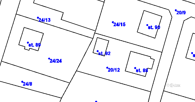 Parcela st. 92 v KÚ Rankov u Chotěboře, Katastrální mapa