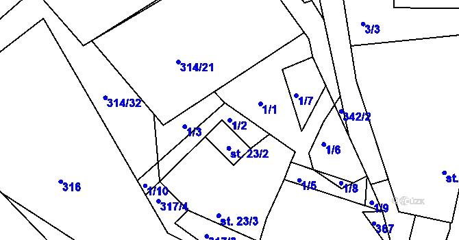 Parcela st. 1/2 v KÚ Rankov u Chotěboře, Katastrální mapa