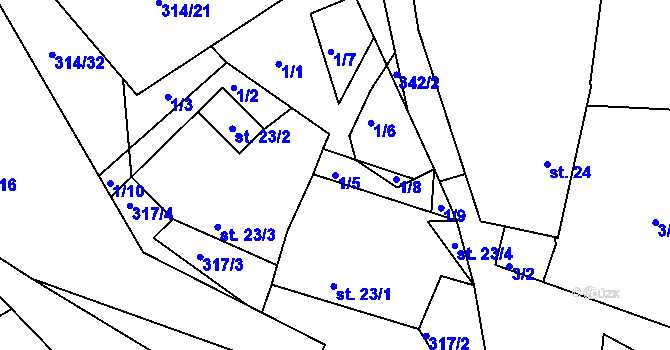 Parcela st. 1/5 v KÚ Rankov u Chotěboře, Katastrální mapa