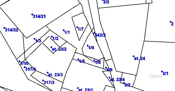 Parcela st. 1/6 v KÚ Rankov u Chotěboře, Katastrální mapa