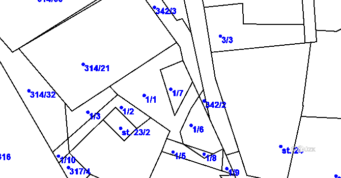 Parcela st. 1/7 v KÚ Rankov u Chotěboře, Katastrální mapa