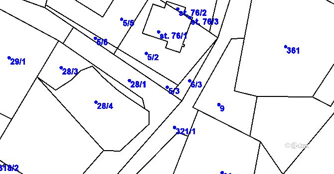 Parcela st. 5/3 v KÚ Rankov u Chotěboře, Katastrální mapa
