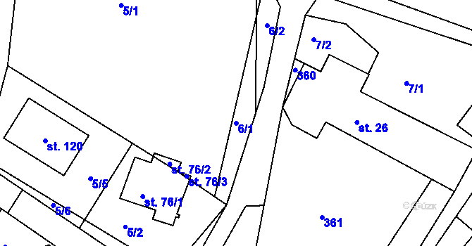 Parcela st. 6/1 v KÚ Rankov u Chotěboře, Katastrální mapa
